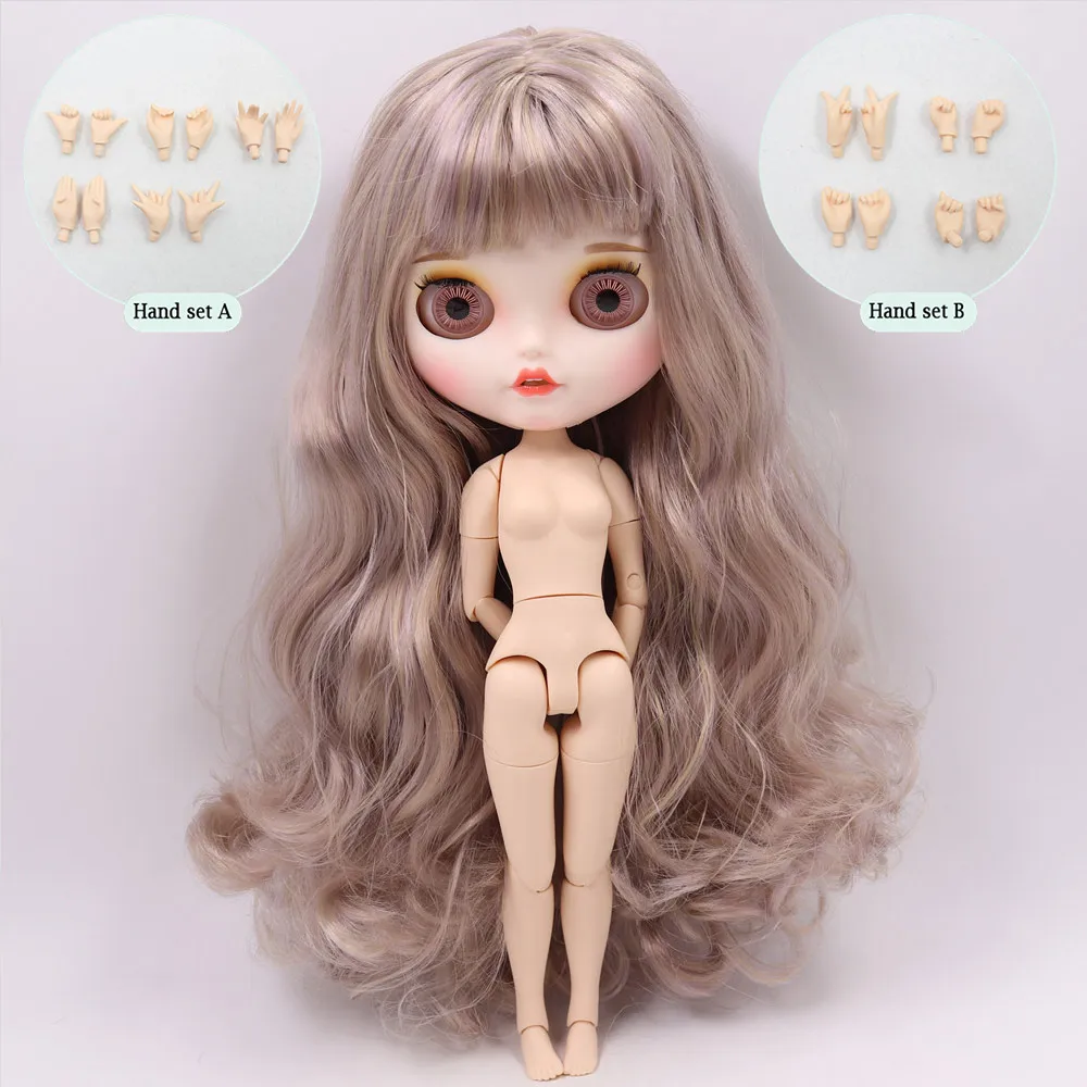 Ледяной обнаженный Blyth кукла No. BL1049/3227 блонд микс фиолетовые волосы резные губы пупырчатая рот матовая Подгонянная лицо соединение тело 1/6 bjd - Цвет: like the picture
