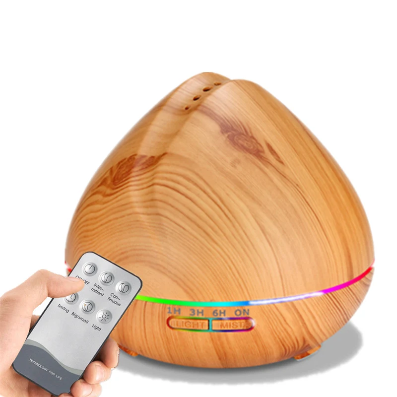 light wood remote 550 мл Smart APP увлажнитель воздуха диффузор эфирного масла Арома Лампа Электрический диффузор аромата для ароматерапии тумана пульт дистанционного управления - Цвет: light wood remote