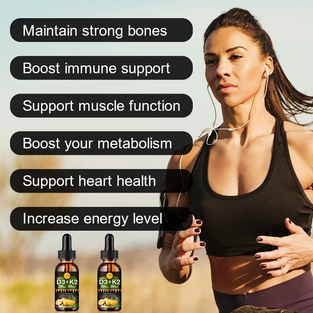 Greenpeople Vitamin K2 Mk7 Drops Osteoporosis Supplement  Diuretic Liver Detoxification Supports Immune Health Vitamin D3 Drops 3