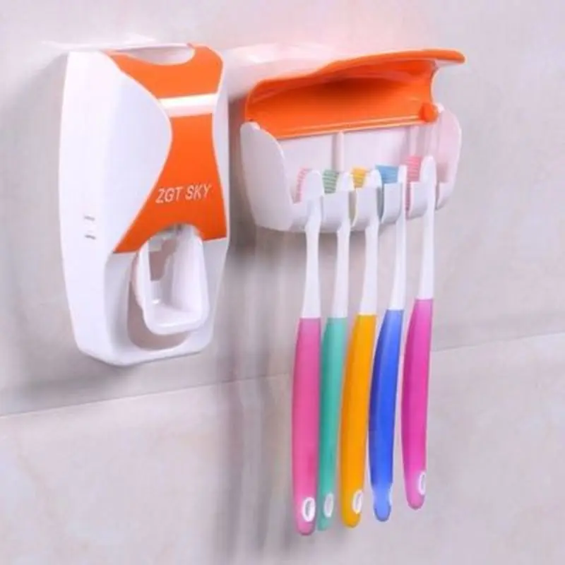 

Toothpaste Toothbrush Holder Bathroom Accessories Automatic Wall Mount Bathroom Organizer Rack Creative Squeezer Set Gadgets