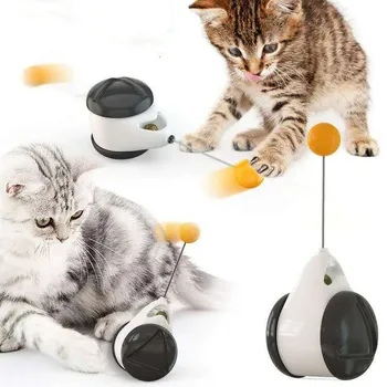 

Cat Toy Chaser Ball Automatic Blancled Wheels Pet Chasing Toy Interactive Rotating Mode Funny Cat Training Toys with Rod