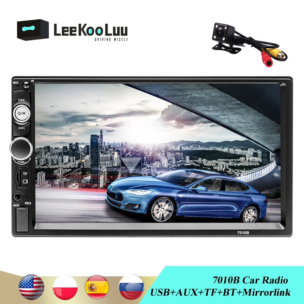 

LeeKooLuu 2din Car Radio MP5 Touch Screen 7" HD Car Backup Monitor Bluetooth Multimedia With USB Port Aux Input Mirrorlink Radio