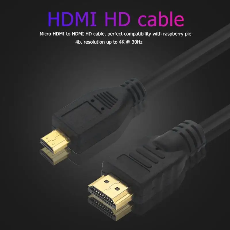1.5m HDMI Cable High speed 4K HD Micro HDMI to HDMI Cable Video Adapter Cord gold plated hdmi cable for Raspberry Pi 4B