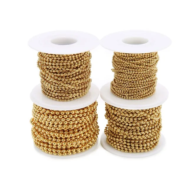 

10 Yard/roll 1.5mm Stainless Steel ball Chains Bulk Gold Color for DIY Jewelry Chain Making Crafts dftg4s