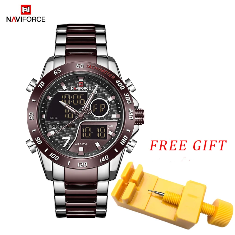 NAVIFORCE Men Digital Watch LED Sport Military Mens Quartz Wristwatch Male Luminous Waterproof Cloc