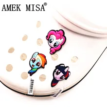 Одна распродажа, 1 шт., украшения для обуви, радужная лошадь, аксессуары для обуви, оригинальные пряжки для обуви, аксессуар, подходит для Croc JIBZ, детский подарок, F-CHM03