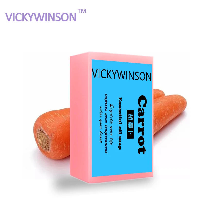 Jabón hecho a mano de zanahorias para el cuidado de la piel, jabón para el acné, Control del aceite de la piel facial, elimina bacterias, 50g