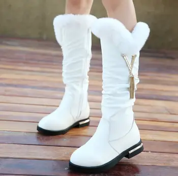 

Kids Snow Boots For Girls Genuine Leather Tassel Kids Fashion Princess Boots Girls Rhinestone Fringe Children Winter Shoes