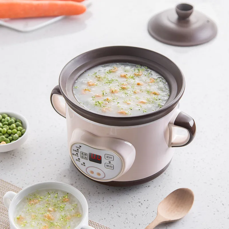 220V 1L Ceramic Electric Stewing Machine Automatic Household Food Porridge Dessert Stewer With Timer Multi Cooker