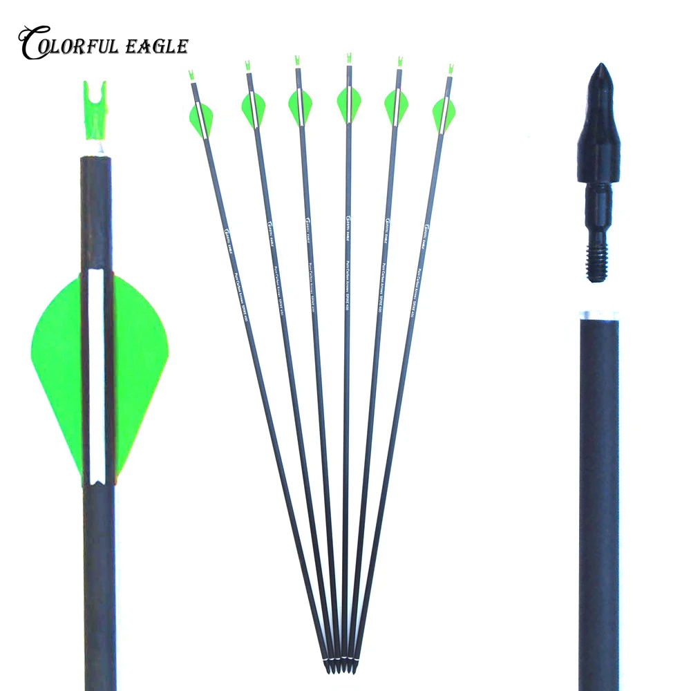 28"30"31" Pure Carbon Arrow Shaft bolts Spine 300 400 Archery Hunting Arrows 