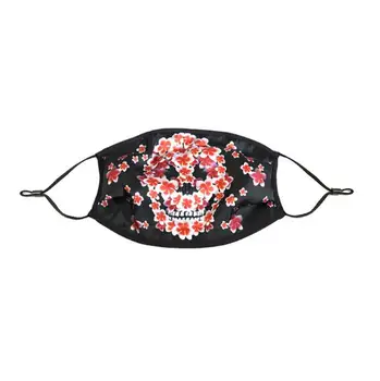 

Men Women's spring summer flower skull print silk sunscreen mask lady's PM 2.5 breathable silk mouth-muffle R2800