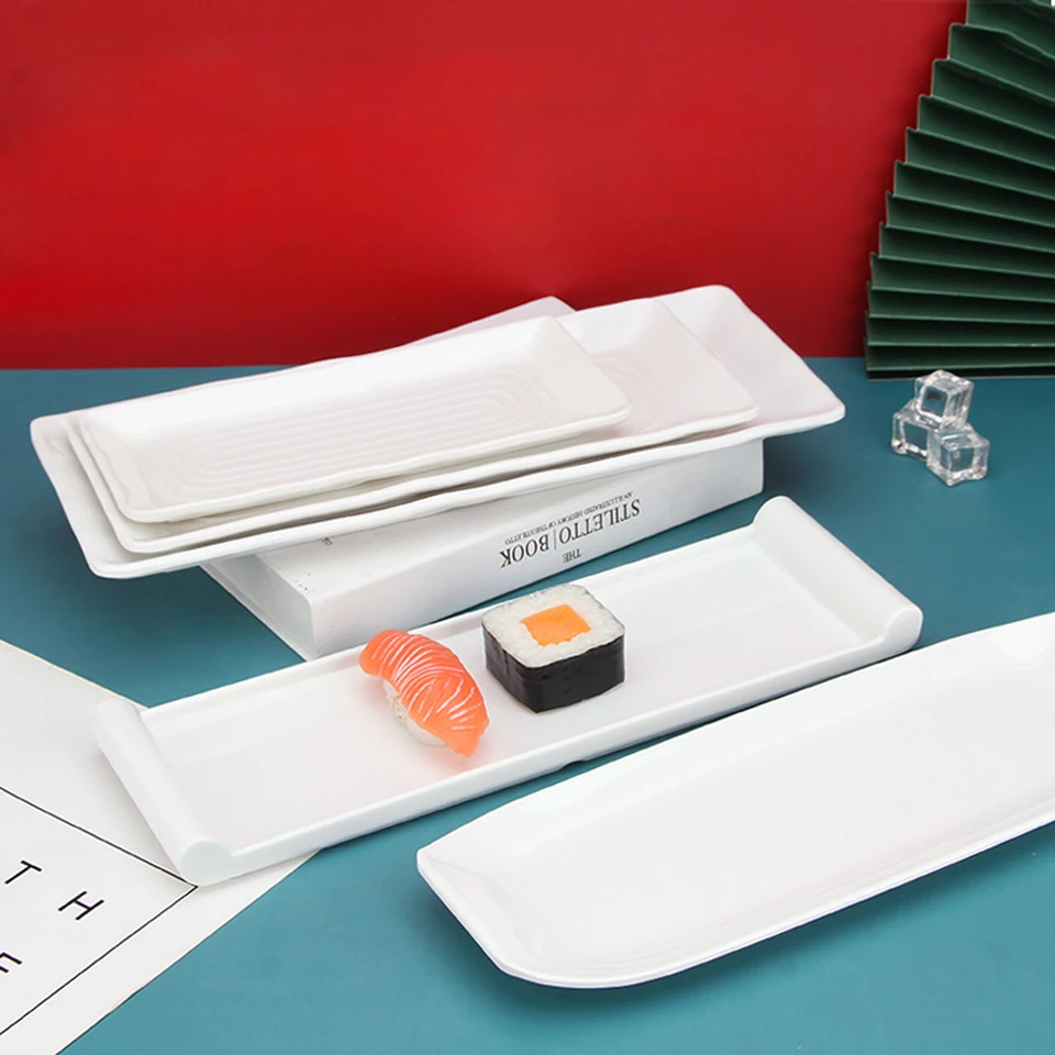 Creative Japanese Restaurant Plastic Imitation Porcelain Rectangle Dumpling Sushi Plate Dim Sum Food Snack Plate Special Home
