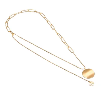 

Fashion Simple Style Elegant Necklaces Flower Chain Wave Chain Round Plate Titanium Steel Clavicle Chain HCL144