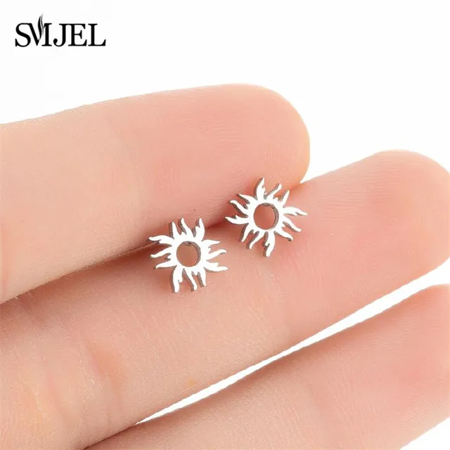 Stainless Steel Mini Stud Earrings Mushroom Cherry Weather Sun Water Droplets Cartilage Ear Piercing Jewelry Skull Face Studs 419
