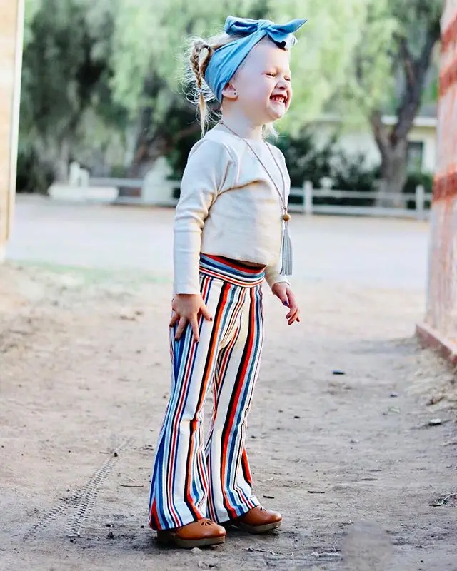 

Kid Baby Girl Wide Leg Pant Leggings Toddler Stripe Bottoms Trousers 1-6T Toddler Girls Autumn Loose Casual Flared Trousers