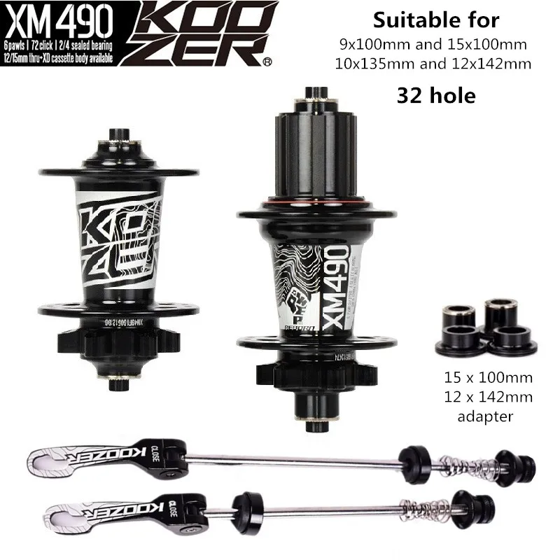 

Koozer XM490 Sealed Bearing MTB Mountain Bike Hubs 32 Holes Disc Brake 9/15*100 10*135 12*142mm Thru Axle QR Bicycle Hub novatec