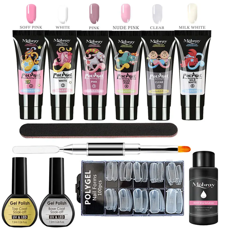  Poly Gel Manicure Set Extend Builder Polygel Kits Finger Nail Extension UV LED Acrylic Builder Gel 