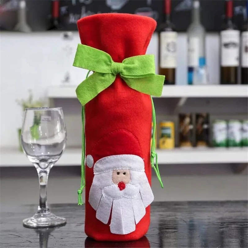 Santa Claus Санта Клаус крышка бутылки вина мешок Санта мешки Орнамент Рождественские украшения для дома Noel новогодний Рождественский Декор для обеденного стола - Цвет: Santa Claus