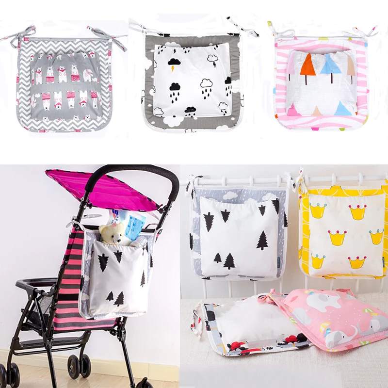 

1PC Baby Stroller Hanging Basket Storage Bag Baby Carriage Cot Bed Hanging Bag Crib Organizer Diaper Pocket Stroller Accessories