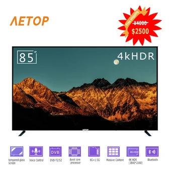 

free shipping-big size 85 inch tempered glass flat screen smart television 4K tv android with DVB-S2/T2