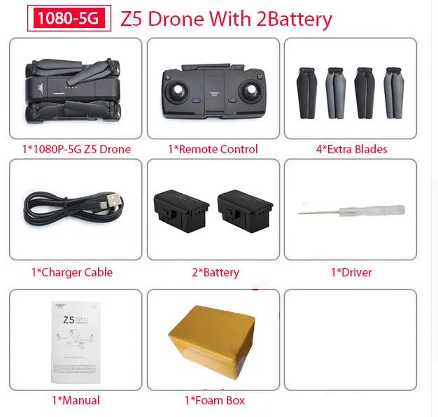 Дрон SJRC Z5 с HD камерой 720 P/1080 P gps Дрон 2,4G/5G Wifi FPV Квадрокоптер контроль над высотой Дрон с режимом слежения за мной vs Visuo XS816 - Цвет: 5G 1080P 1B