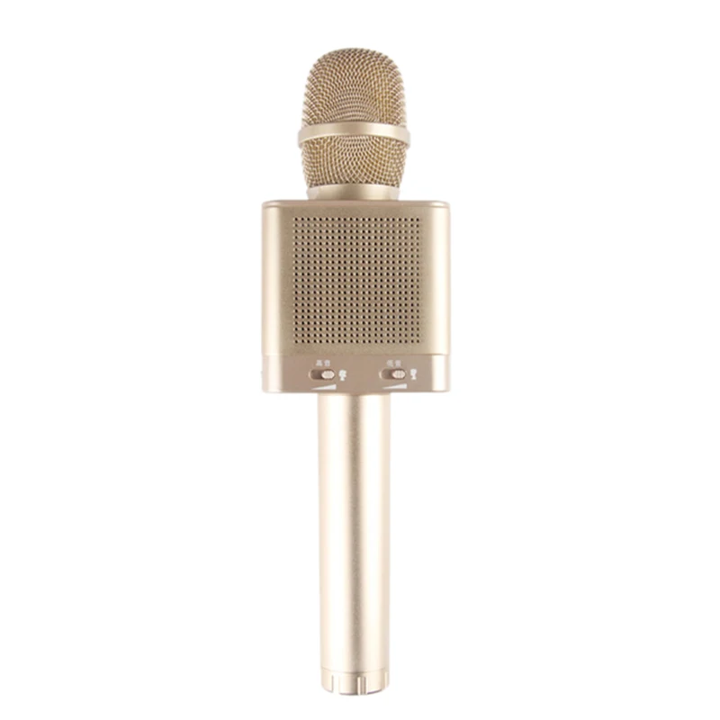 Q10S Wireless Karaoke Microphone 2.1 Sound Track Dimensional Sound Voice Change 4 Speakers Smart Microphone Gold