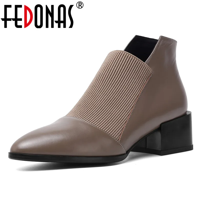 FEDONAS/качественные удобные женские ботильоны из овечьей кожи брендовые зимние