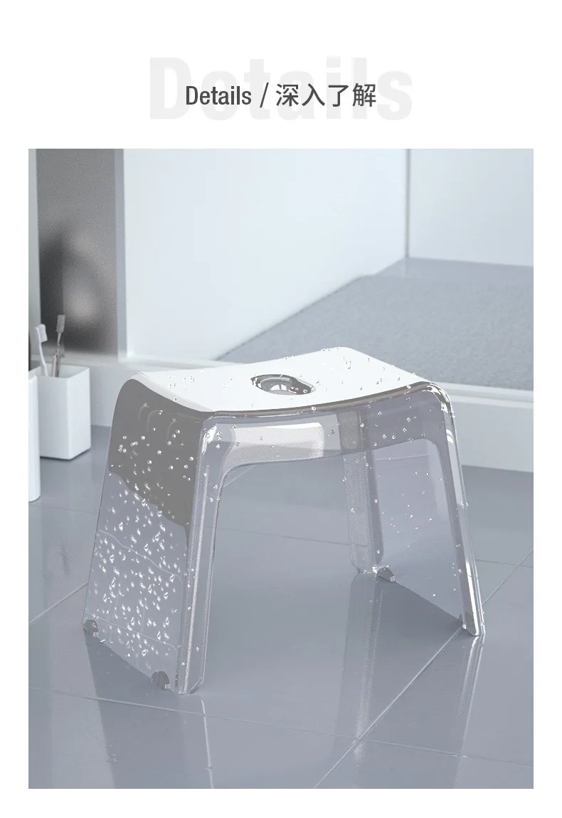 JOYLOVE Bathroom Bath Stool Non-Slip Transparent Shoe Change Stool Toilet Thickened Plastic Bench Acrylic Low Stool