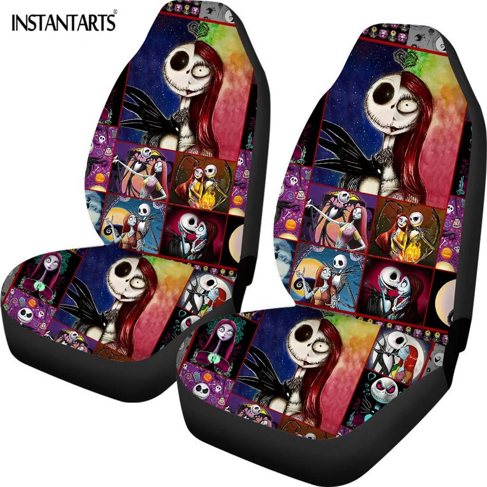 

INSTANTARTS Car Seat Covers for Women Girl the Nightmare Before Christmas Set of 2 Easy to Install Front Seat Protecor Universal