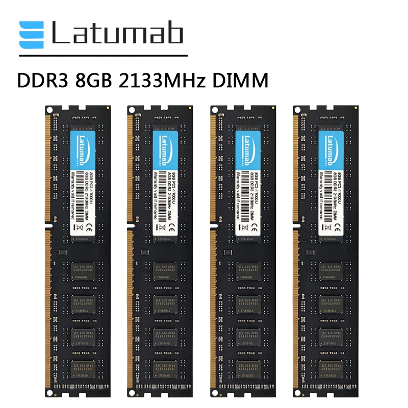 

Latumab DDR3 RAM 16GB(2X8GB) 8GB 4GB 1333 1600 1866 2133 2400MHz Desktop Memory PC3-14900 240 Pins DIMM 1.5V RAM DDR3 Memory