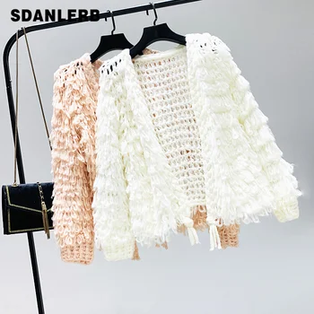 

Sequins Hair Sweater Women Korean-style Loose Wool Knit Sweater Girls Ladies Short Coat Kardigan Student Streetwear Cardigan