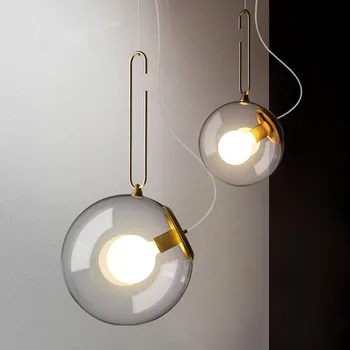 

Modern Glass Ball Pendant Lighting Fixture Golden Kitchen Dining Room Bar Bedside Hanging Lamps Luminaire Suspension Lights