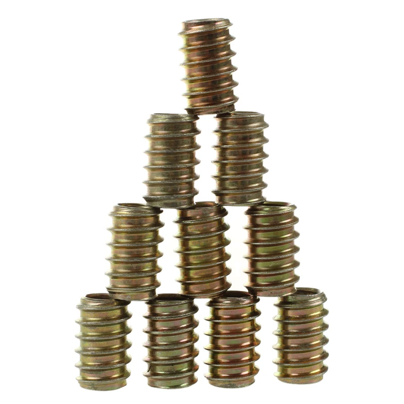 10pcs M8 E-Nut Wood Insert Nut Dowel Screw Fixing Furniture Legs and Bun Feet 8x20mm