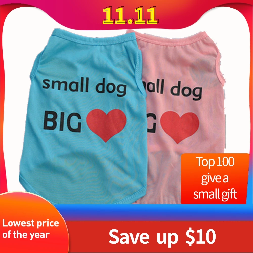 High Quality Lovely Cute Dog Vest Small Big Heart Letters Printing Designer-Clothes-Cheap Vetement Pour Chien Giubbotto #YL | Дом и сад