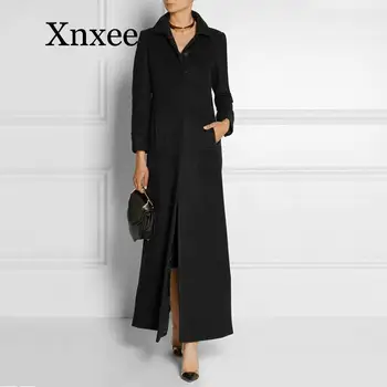 

2020 new European and American fashion Simple woolen blends women Lengthened coat