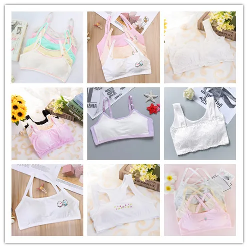 2pcs NEW design Kids Girls Underwear Adjustable Bra Vest Children Cotton Blended Underclothes Undies Clothes new year gift - Цвет: Wire Free