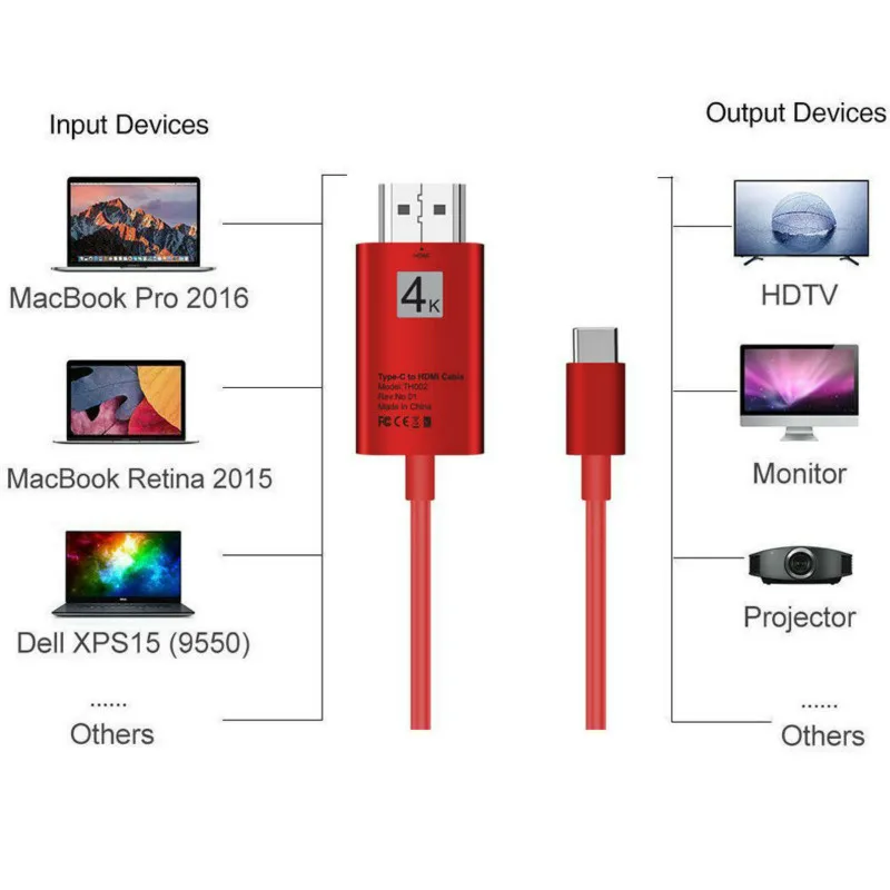 Кабель Basix типа C к HDMI HDTV 4K USB 3,1 USB-C hdmi-кабель, адаптер для lenovo ThinkPad X1 MacBook Pro samsung S8 S9 Usb-c Hdmi