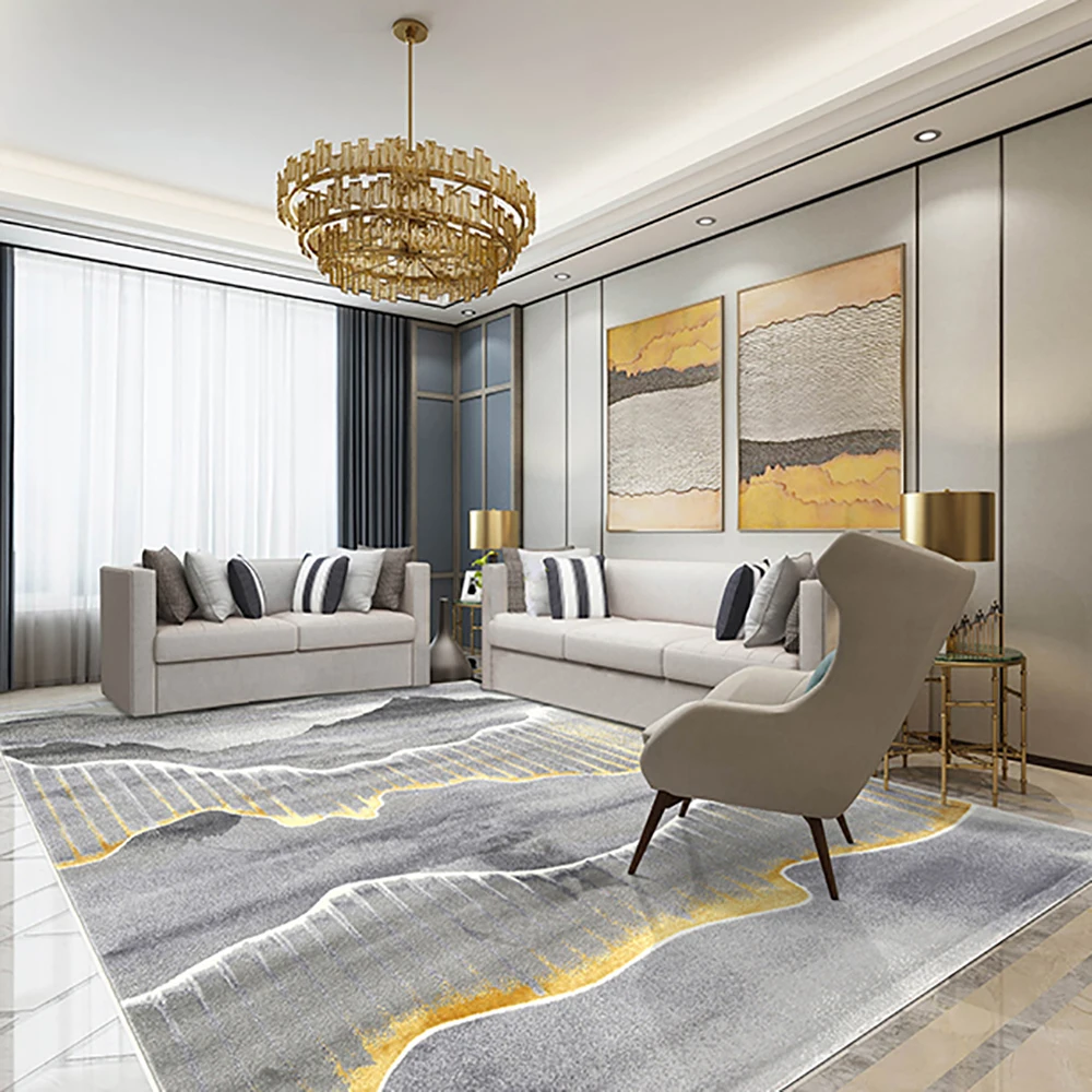 Ковры для гостиной, спальни, противоскользящие, современный золотой дизайн, моющийся коврик, большой декоративный мягкий ковер