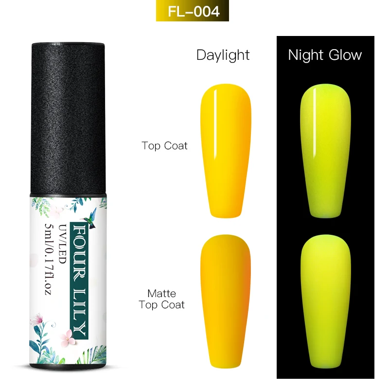 Four Lily 5ml Glow In The Dark Gel Nail Polish Fluorescent Luminous Gel Varnish Long Lasting Colorful Neon Nail Art Gel Lacquer - Цвет: FFS07727