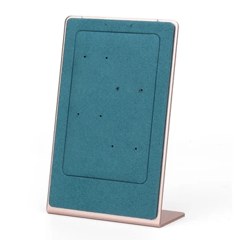 

Retro Light Blue Fashionable Metal Plate Microfiber Leather Pendant Necklace Earring Jewelry Display Stand For Girl Organizer