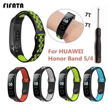 

FIFATA Colorful Silicones Stomata Watch Band For Honor Band 5 Smart Watch For Honor Band 4 Sport Watch Wristband Accessories
