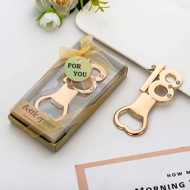 

(25 Pieces/lot) 18th Wedding Anniversary Gift of 18th silver and Gold bottle openers for 18 years old birthday party favors