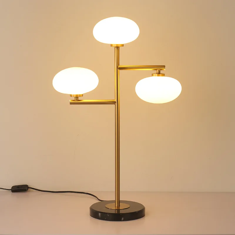

Nordic modern minimalist table lamps for living room white glass ball table light iron tripod milky round ball desk lamp Reading