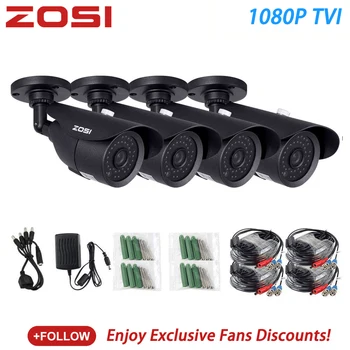 

ZOSI 4 PCS 2MP Bullet 1080P TVI CCTV Video Waterproof Camera IR Nightvision 2MP videcam CCTV Security Cable Cam for DVR System