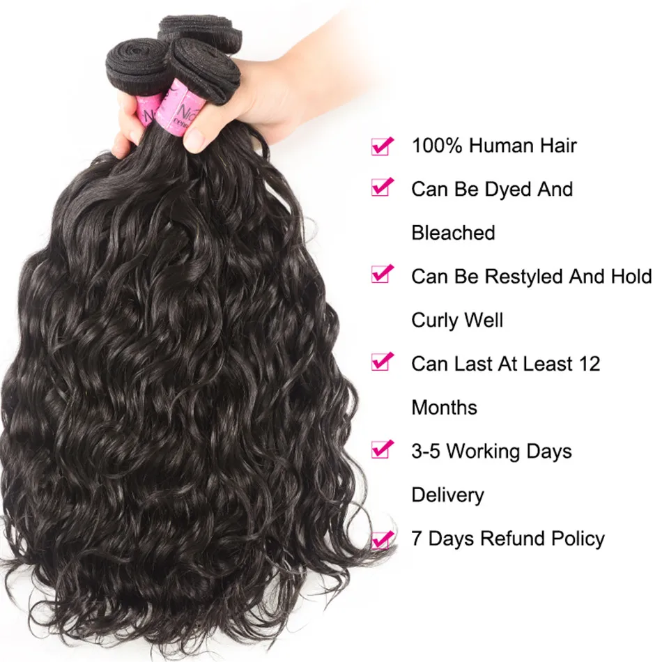 Unice Hair Brazilian Natural Wave 13x4 Lace Frontal Closure With 3/4 PCS Human Hair Extensions Brazilian Hair Weave Bundles
