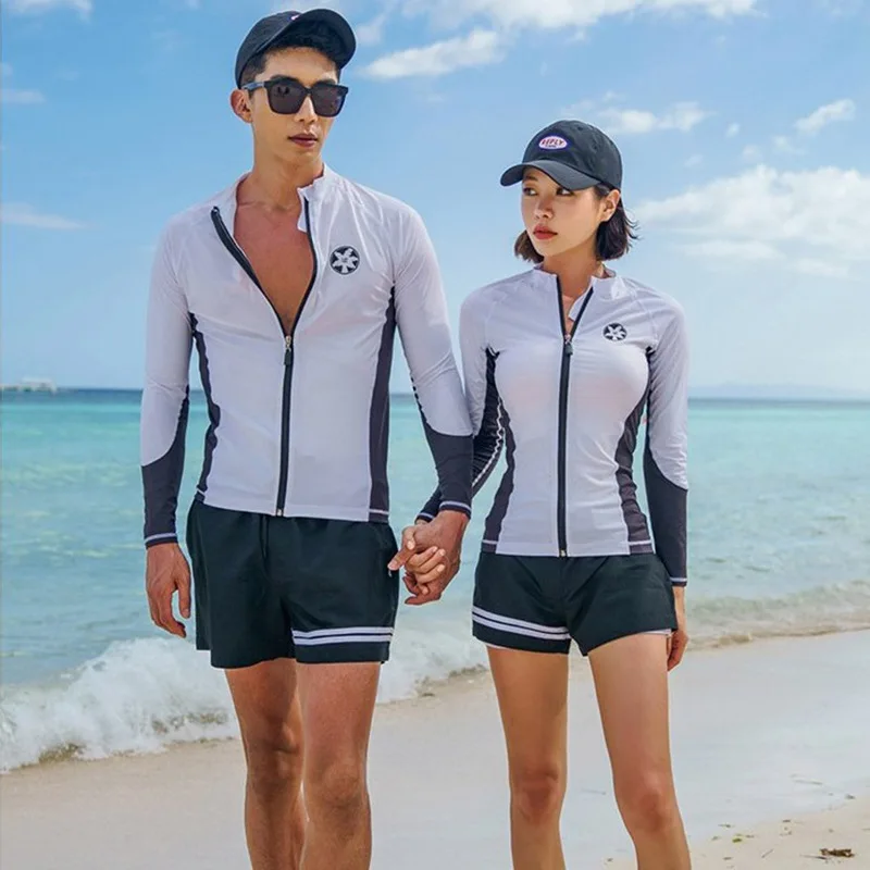 

Couples Bathing Suit Split Type Three-piece Set-Style Slim Fit Slimming Korean-style Long Sleeve Trousers Diving Suit 2019 New S