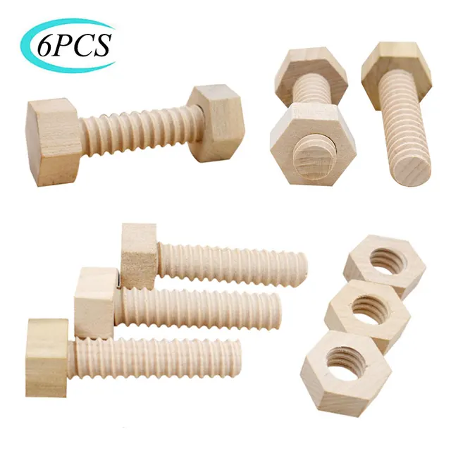 Early Education Educational Screw Nut Assembling Wooden Toy Solid Wood Screw Nut Hands-On Teaching Aid Educational Toy For Child 1
