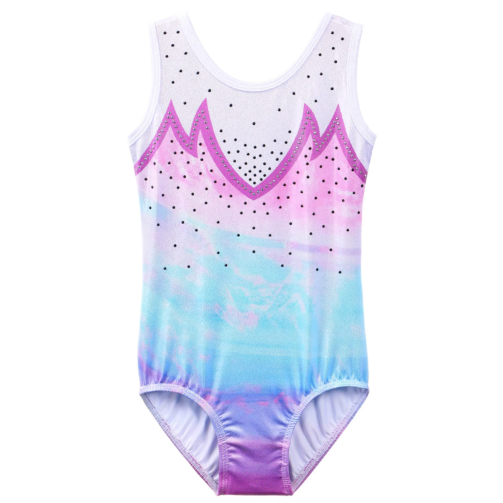 BAOHULU Girls Gymnastics Leotard Teens Gradient Color Ballet Dance Wear Sleeveless Sequin Bodysuit Practice Outfit Jumpsuit children dance leotards gymnastics dancewear sets