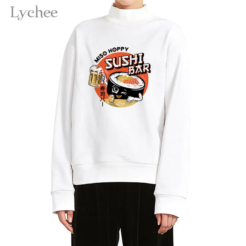 Lychee Harajuku, японский принт с едой, Женская толстовка, повседневная, свободная, с круглым вырезом, женские пуловеры, весна-осень, дамские свитшоты, топы