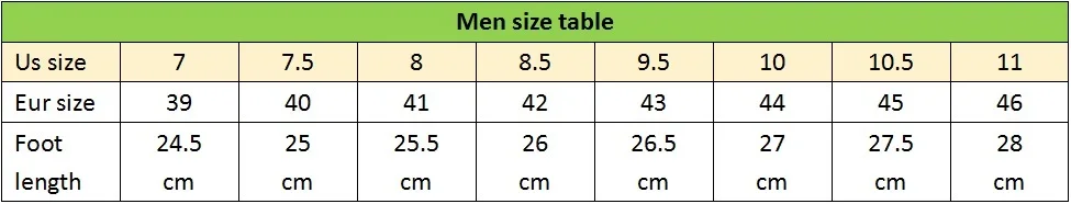men size table